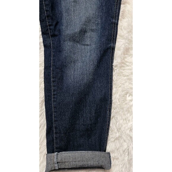 L.E.I. Y2k Dark Denim Whiskered Faded Hippie Overalls Size XL Juniors - Picture 3 of 13